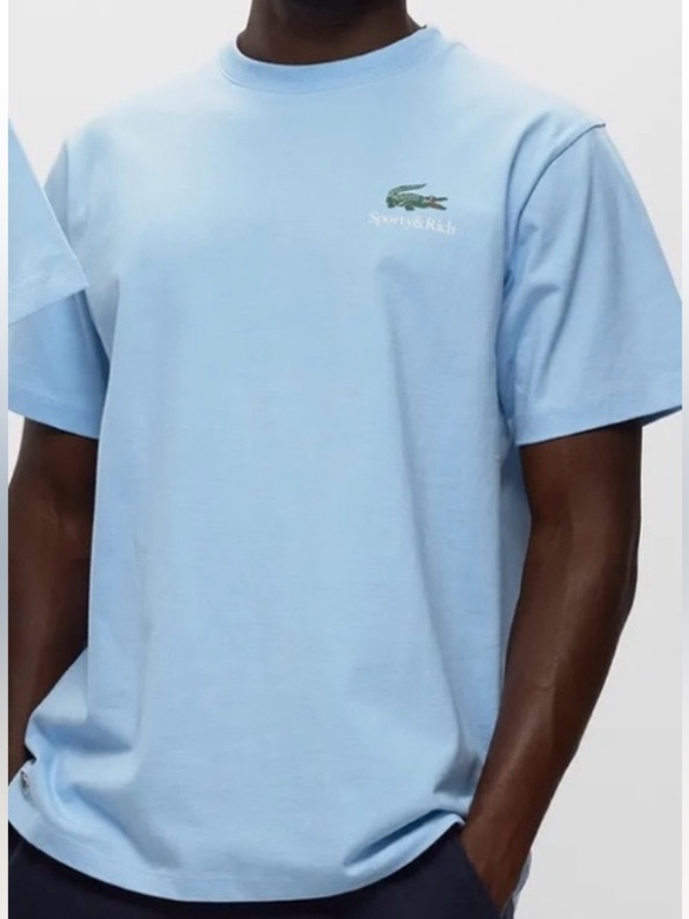 Sporty & Rich Lacoste blue t shirt XS unisex tennis